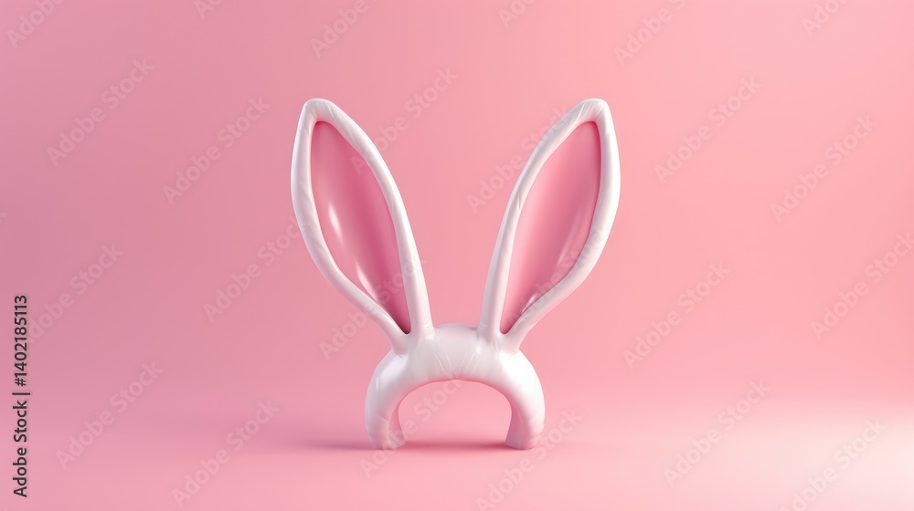 White Bunny Ears Against Pink Background