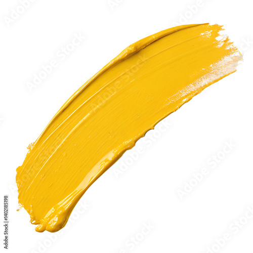 yellow paint stroke on transparent background