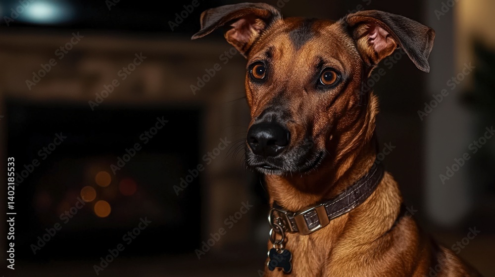 Obraz premium Elegant greyhound portrait indoor setting closeup image warm lighting creative angle animal beauty