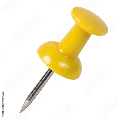 Yellow push pin isolated on transparent background
