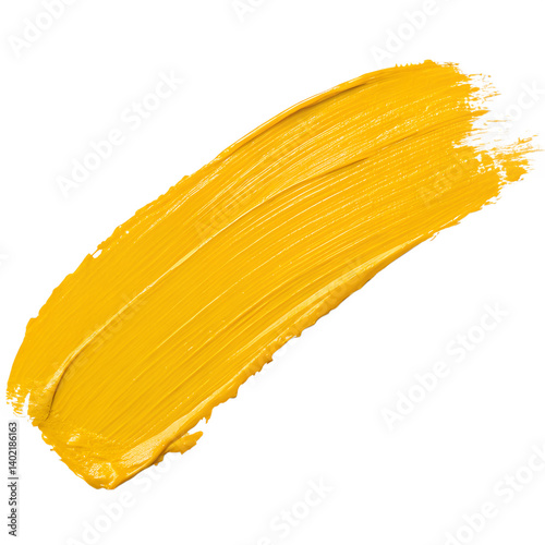 yellow paint stroke on transparent background