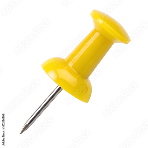Yellow push pin isolated on transparent background