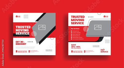 set of editable social media posts for delivery service, moving service banners, or food delivery square flyer or posters; website banner pack template minimalist geometric banner design bundle