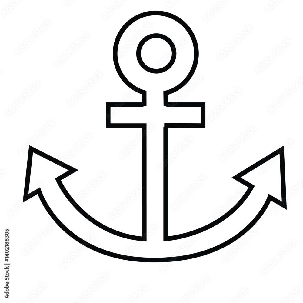 Cute cartoon hand drawn vector Anchor icon outline. Cute cartoon hand drawn vector Anchor icon outline.