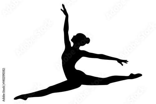 Ballet dancer in split pose vector silhouette