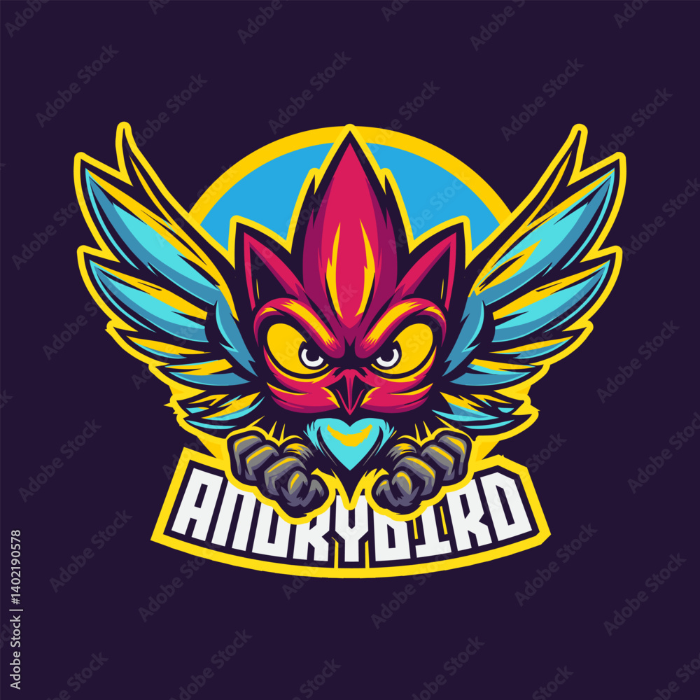 Obraz premium Vector Logo angry owl flapping its wings