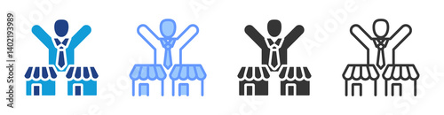 Monopoly icon set multiple style collection