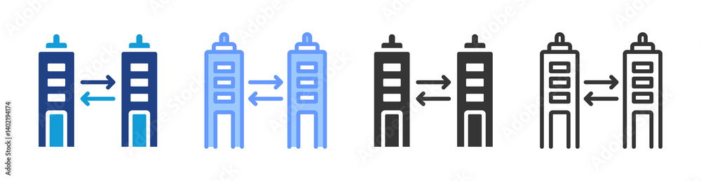 Horizontal Merger icon set multiple style collection Horizontal Merger icon set multiple style collection