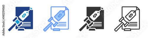 Bid Rigging icon set multiple style collection