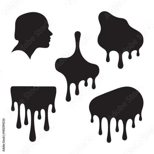 Black Dripping Oil Blob Drip Drop Paint
