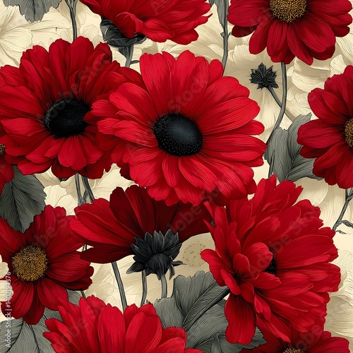 seamless background with poppies
