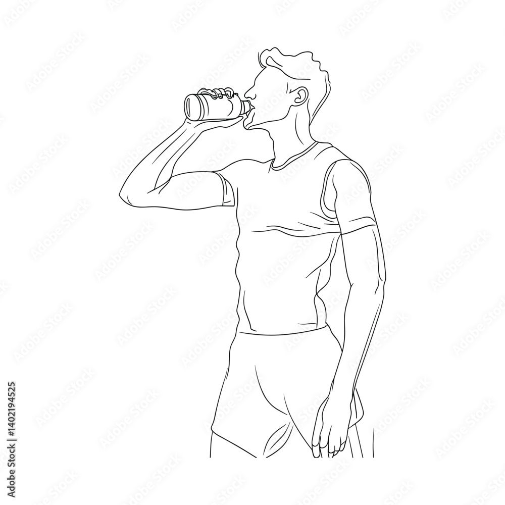 Man Holding Camera and Taking Photos Line Drawing Man Holding Camera and Taking Photos Line Drawing