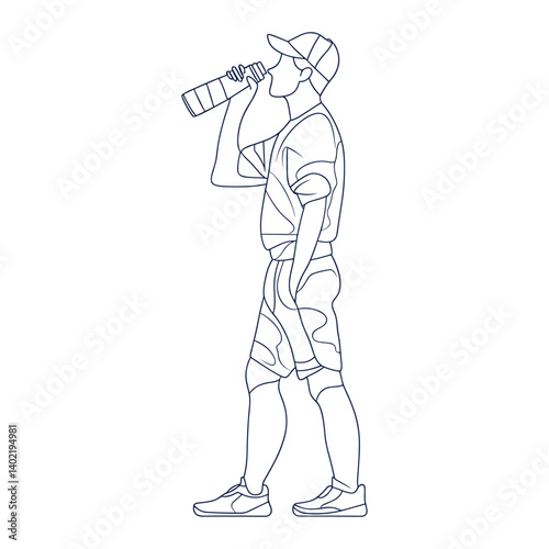Male Explorer Looking Far Using Binoculars – Sketch