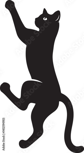 Cat Climbing Wall black silhouette vector, black cat silhouette