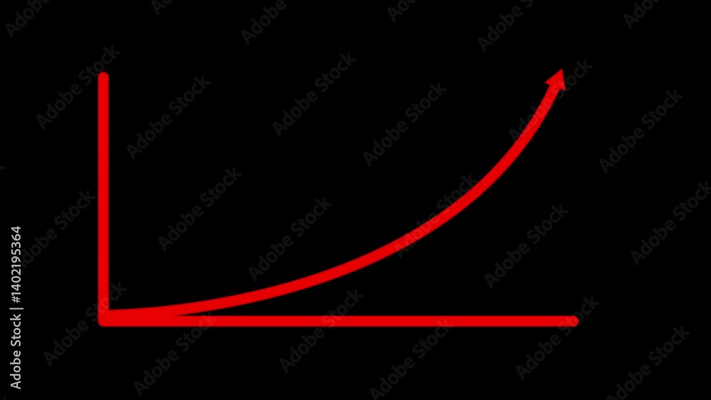 Glowing neon bar graph prograss arrow pointing radio waves circle shape against on black background.