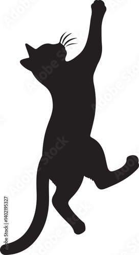 Cat Climbing Wall black silhouette vector, black cat silhouette