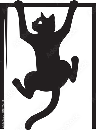 Cat Climbing Wall black silhouette vector, black cat silhouette