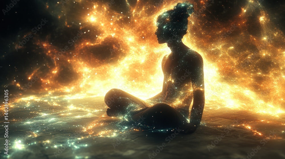 Obraz premium Cosmic Meditation: A Celestial Being Finds Inner Peace