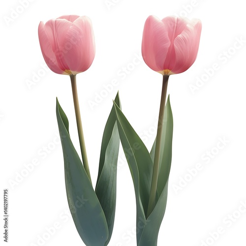 Pink Tulips Isolated