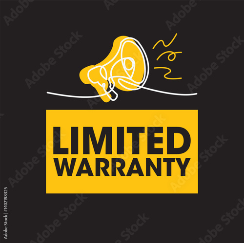 Limited warranty sign, clip art flat design.