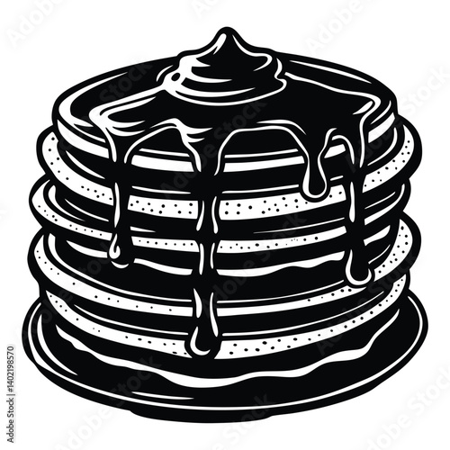 a pancake stack with syrup