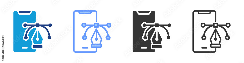 Mobile Design icon set multiple style collection Mobile Design icon set multiple style collection