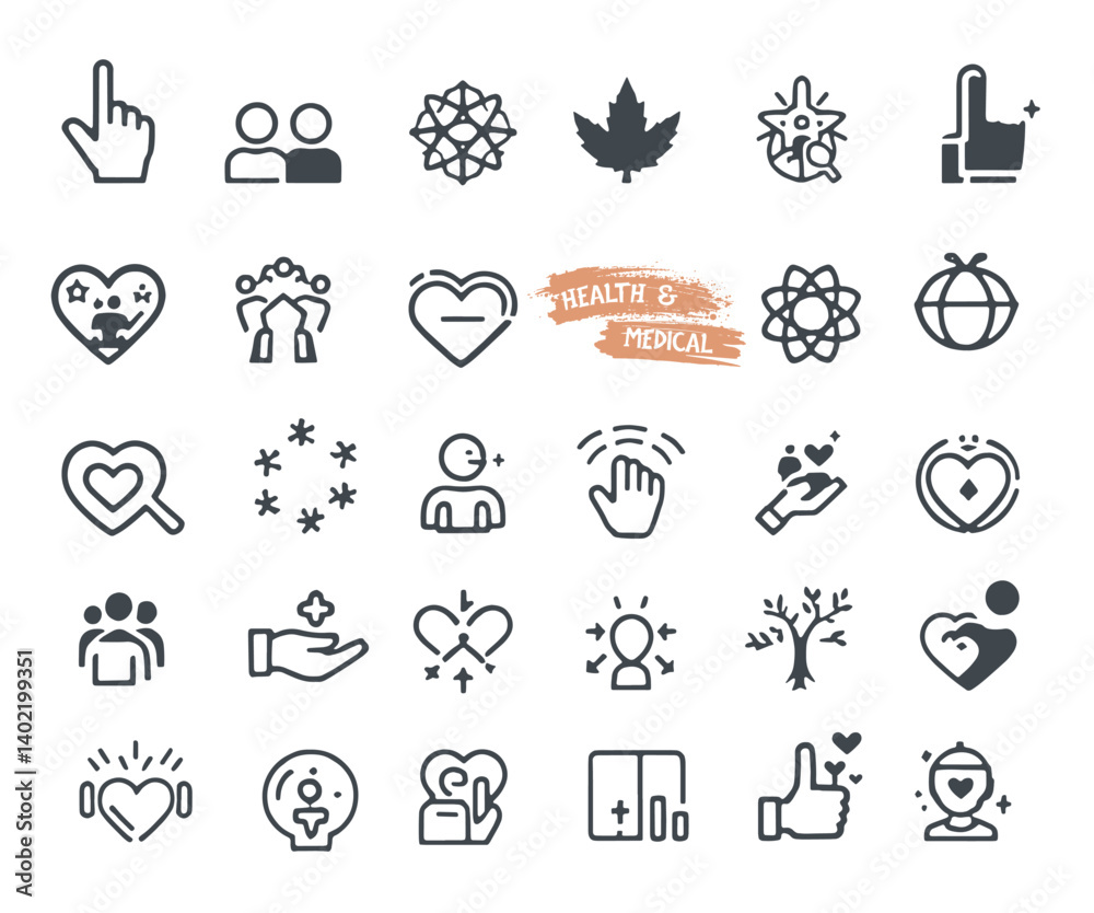 Set of icons related to healthcare and medicine. icon set includes stethoscope, thermometer, pill, emergency, syringe, hospital, and more. Vector illustration Set of icons related to healthcare and medicine. icon set includes stethoscope, thermometer, pill, emergency, syringe, hospital, and more. Vector illustration