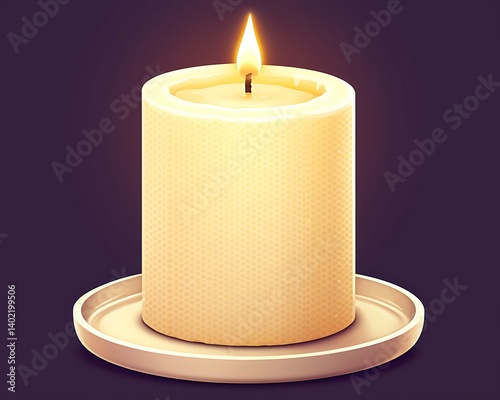 Lit Candle on Plate