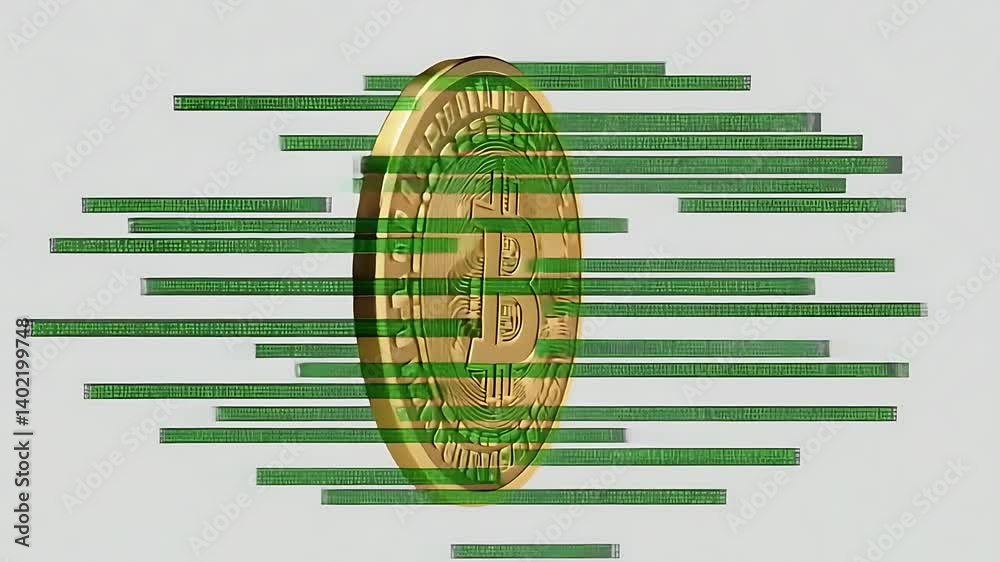 Crypto Coin Surrounded by Digital Code