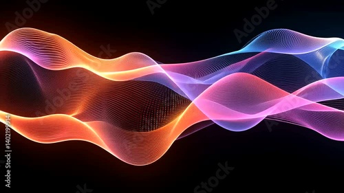 Colorful abstract waves of light flowing across a dark background, creating dynamic energy