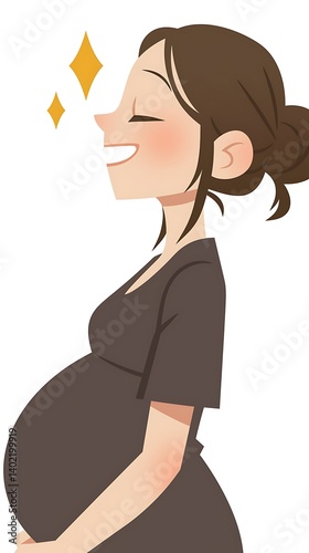 Pregnant Woman, Happy, Profile View photo