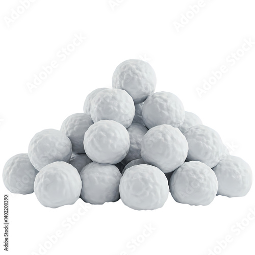 White Snowballs Pile on Transparent  background