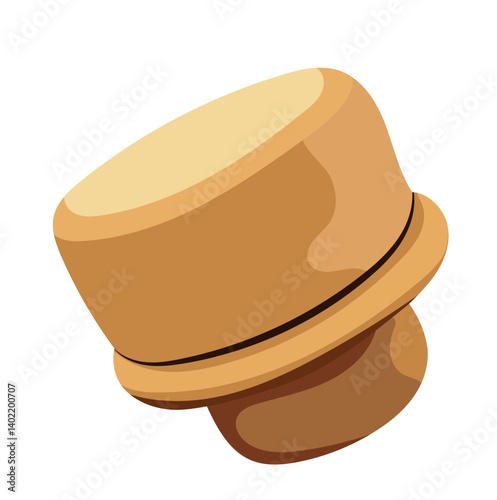 Wooden Wine Cork Illustration Isolated on White Background