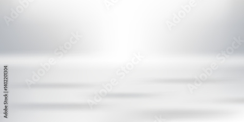 Cool white room background. 3d vector winter studio display podium. Light grey color winter gradient bg. Product table shelf. Clean aesthetic photo shoot backdrop.