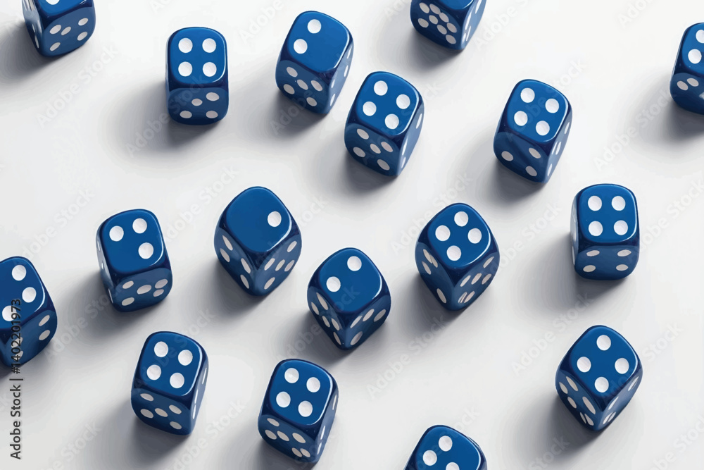 Blue gambling dice, macro isolated on white background, top view Blue gambling dice, macro isolated on white background, top view