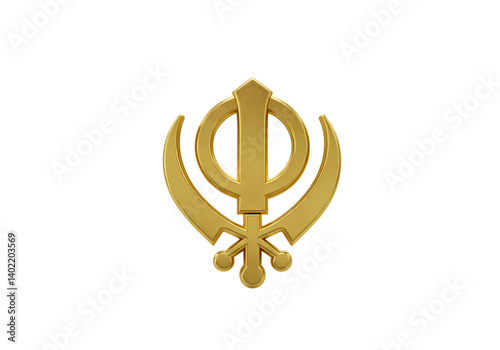 Golden Khanda Symbol on Transparent  background