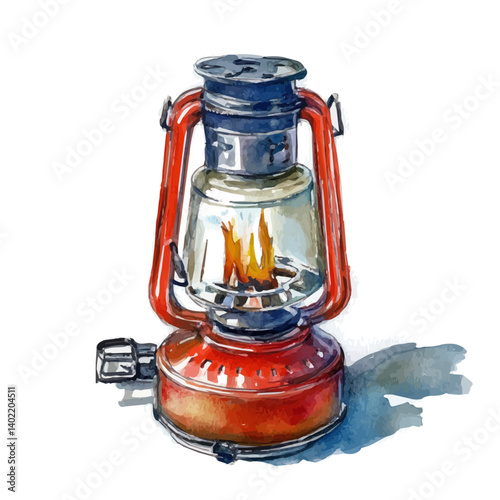 watercolor of Portable Travel Stove, vector, isolated on a white background.