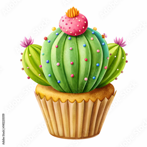 cupcake cactus fiesta on white background