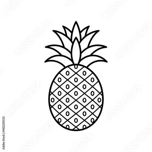 ‎A black and white eid pineapple  illustration line art of a coloring page