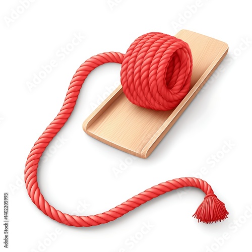 Red Rope on Wooden Tray