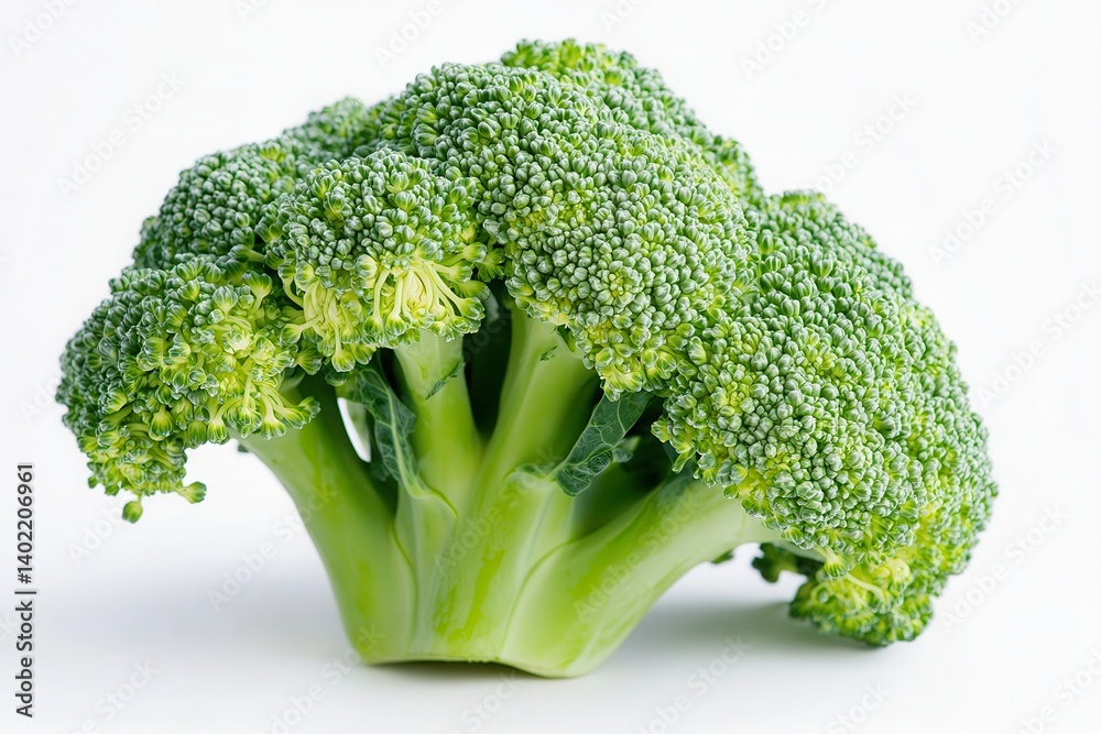 Fresh green broccoli close up shot on white background Fresh green broccoli close up shot on white background