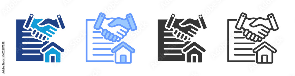 Deed Of Sale icon set multiple style collection Deed Of Sale icon set multiple style collection