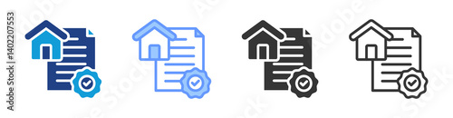 Title Deed icon set multiple style collection