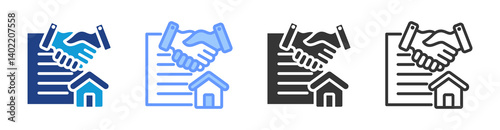 Deed Of Sale icon set multiple style collection