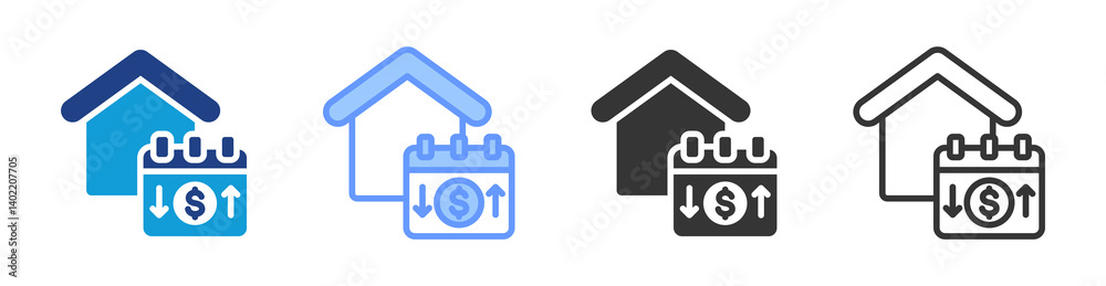 Amortization icon set multiple style collection Amortization icon set multiple style collection