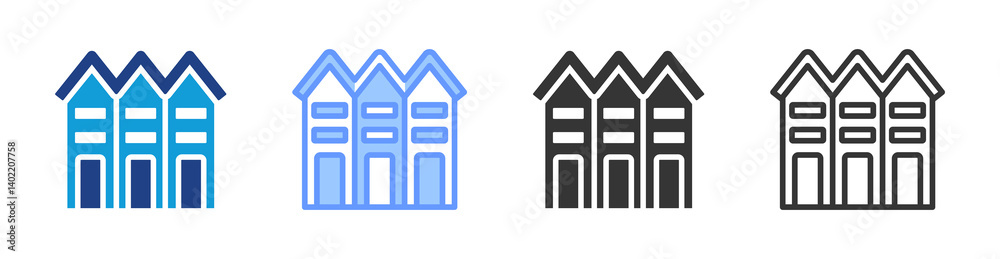 Townhouse icon set multiple style collection Townhouse icon set multiple style collection