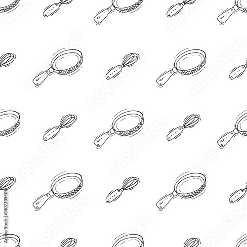 kitchen utensil pattern. kitchenware seamless pattern. doodle cooking utensil seamless pattern. doodle kitchen background