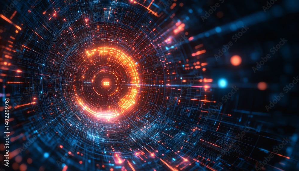 Abstract digital tunnel, glowing energy, futuristic technology. Abstract digital tunnel, glowing energy, futuristic technology.