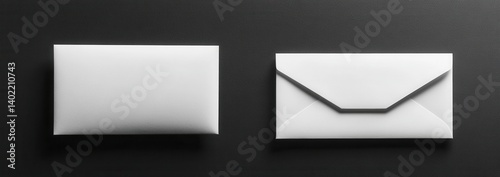Blank white envelopes on dark background