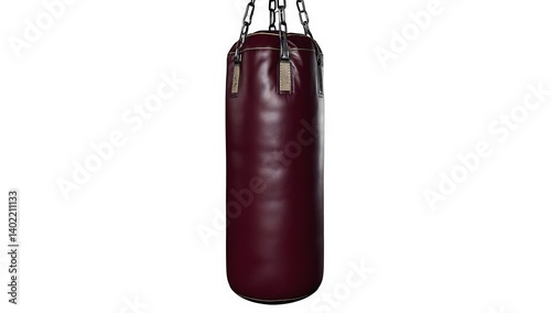 Red punching bag hanging